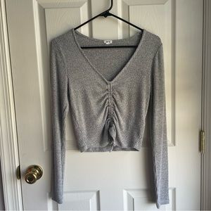 Garage Long-Sleeve Tie-Front Top